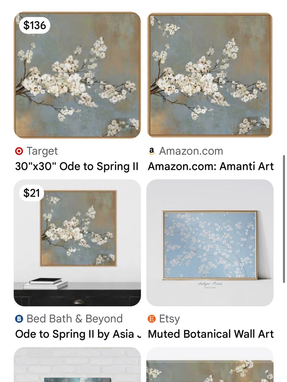 #2319*”9x13” Silver & Framed Blue Floral Wall Art - Serene Blossoms - Picture 7 of 16